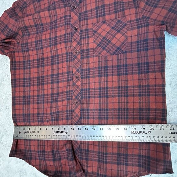 RUE Saint-Patrick Men's Button Down Long Sleeve Plaid Flannel Shirt Red Large - Picture 9 of 9